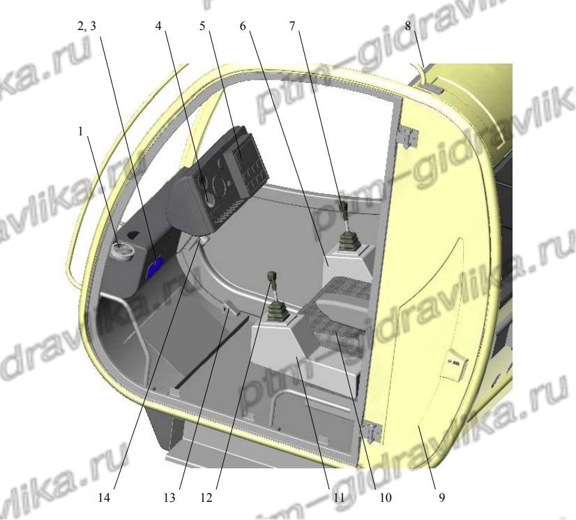 Схема кабины крановщика Ивановец широкообзорная нового образца.